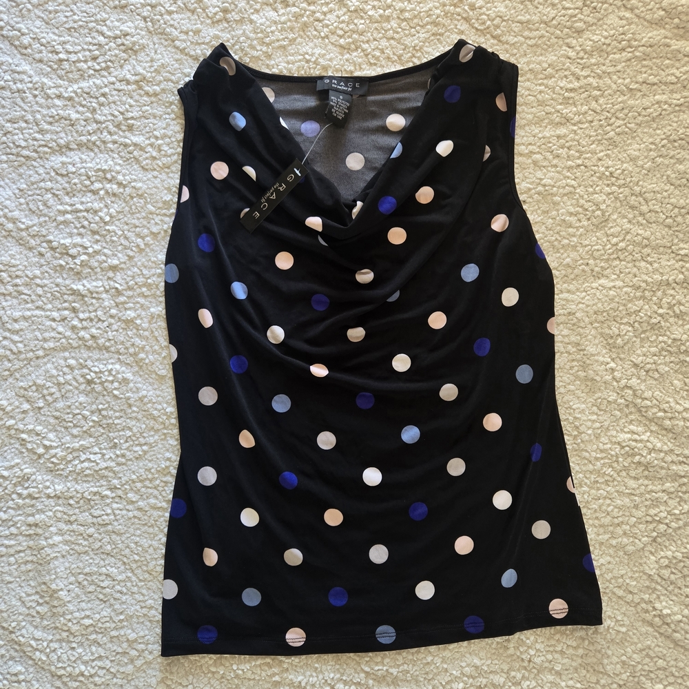 Grace Black Polka Dot Cowl Neck Blouse